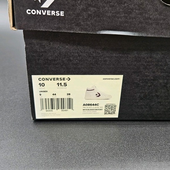 Converse Mens 10 Women 11.5 Pro Blaze Classic Mid Top White Violet Shoes Sneaker - Picture 7 of 7